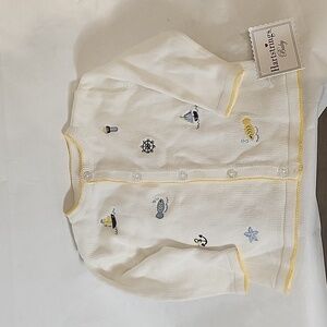 NWT White Knitted‎ Cardigan with embroidery size 12M
